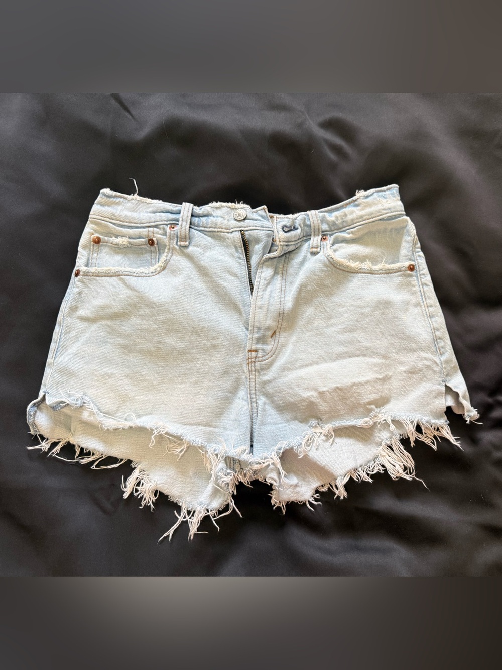 Abercrombie & Fitch Light Blue Frayed Hem Denim Shorts